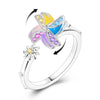 Clover Adjustable Ring Silver Rotating Cherry Blossom Flower Open Rings For Women Wedding Jewelry Gift - Image 28