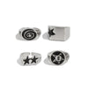 4Pcs/Set Black Five-Pointed Star Wide Rings for Men Hiphop Silver Color Geometric Thick Opening Finger Rings Sets Jewelry Gifts - Image 6