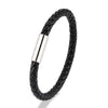 Classic Blue Braided Leather Bracelet Stainless Steel Magnetic Buckle Bangle Simple Stylish Couple Jewelry Gift for Him - Image 10