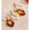 Resin Acrylic Geometric Drop Daily Earrings Golden Plated Stainless Steel Attractive Jewelry Amber White - Image 5