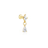 Silver 1pc Flower Shaped Inlaid Zircon Piercing Drop Earrings For Women Gold Jewelry Gift - Image 12