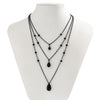 Gothic Multi Layered Black Droplet Crystal Pendant Necklace Set for Women Vintage Black Metal Link Chain Choker Neck - Image 5
