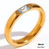 Gold Plated Shiny 12 Colors Birthstone Ring Stainless Steel Gold Plated Zircon Rings Zodiac ConstellationFor Women - Image 14