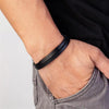 Simple Style Men's Black Leather Bracelet Classic Stainless Steel Insert Double-layer Braid Bangles For Men Friend Gift - Image 5