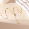 Stainless Steel Y-Shape Tassel Pendant Necklace Gold/Silver Tone Multi-Crystal Minimalist Jewelry for Women - Image 4