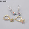 Enshir Gold Color Zircon Drop Hoop Earrings For Women Rock Punk Wedding Crystal Jewelry - Image 2
