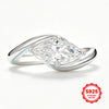 Marquise Cut Engagement Ring Silver Bypass Solitaire Diamond Wedding Ring for Women - Image 3