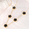 Gold Plated Stainless Steel Necklace Woman Five Leaf Petals Double Sided Necklaces for Women Pendant Flower Clover Jewelry - Image 5