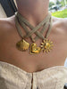 Stainless Steel Gold Plated Heart Sun Conch Shell Pendant Necklaces for Women Knitted Mesh Belt Chain - Image 2