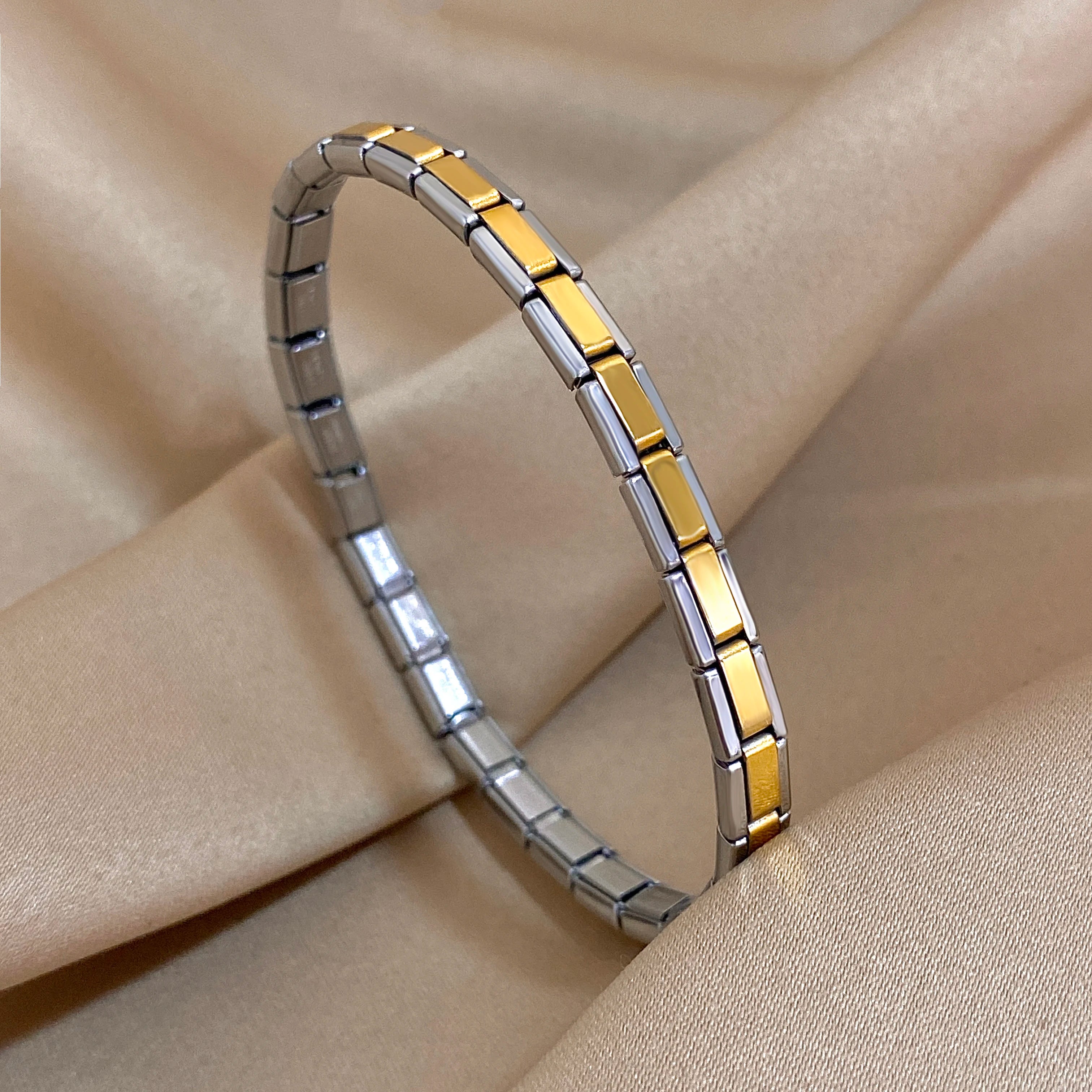 Minimalist Stainless Steel Elastic Bracelet Italian Links Slim Charm Bracelet Punk Watchband Wrist Band Jewelry - Image 1