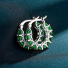 Spiked Cubic Zirconia Hoop Earrings in Stainless Steel - Image 4