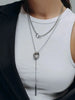 Cool Double Circle Clavicle Chain Tassel Long Stick Pendant Necklace for Women Jewelry - Image 2