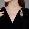 Ajojewel Christmas Cypress Branch Brooch Golden Leaf Jewelry With White Pearls Guest Birthday Gifts - Image 2