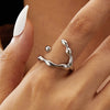 Silver Color Minimalist Irregular Twined Finger Rings Creative Geometric Punk Opening Rings for Women Girls Jewelry - Image 5
