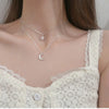 Silver Double Layer Star Moon Necklace Simple Charm Pendant Choker Birthday Gift Women's Jewelry - Image 5