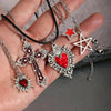5Pcs Gothic Necklace Set For Women Halloween Jewelry Heart Bat Spider Cross Pendant Sweater Chain Daily Accessories Gift - Image 8