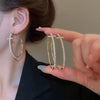 Shiny Big Circel Cross Hoop Earrings for Women Rhinestones Ear Buckles Earrings Geometric Ear Rings Jewelry - Image 3