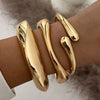 Chunky Geometric Spring Cuff Bangle in Gold-Tone or Silver-Tone - Image 2