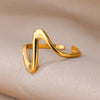 Stainless Steel Rings for Women Open Gold Color Ring Wedding Couple Band Jewelry Gifts Items - Image 4