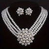 Vintage Style Pearl Wedding Necklace Earring Jewelry Set, Suitable for Weddings, Performances, Christmas, Halloween Gifts - Image 1