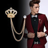 Rhinestone Crown Brooch Pin Tassel Lapel Pins Suit Shirt Collar Badge Corsage Brooches for Men Jewelry Accessories - Image 1