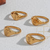 Stainless Steel Gold Plated Engraving Wildflower Tea Leaf Lavender Sunflower Signet Rings For Women - Image 5