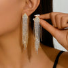 2 Curved Women's Pendant Earrings, Elegant Rhinestone Tassel Long Earrings, Jewelry, Date - Image 7