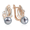 Zircon Flower Gray Pearl Drop Earrings for Women Rose Gold Silver Color Mix Boho Ethnic Wedding Jewelry - Image 6