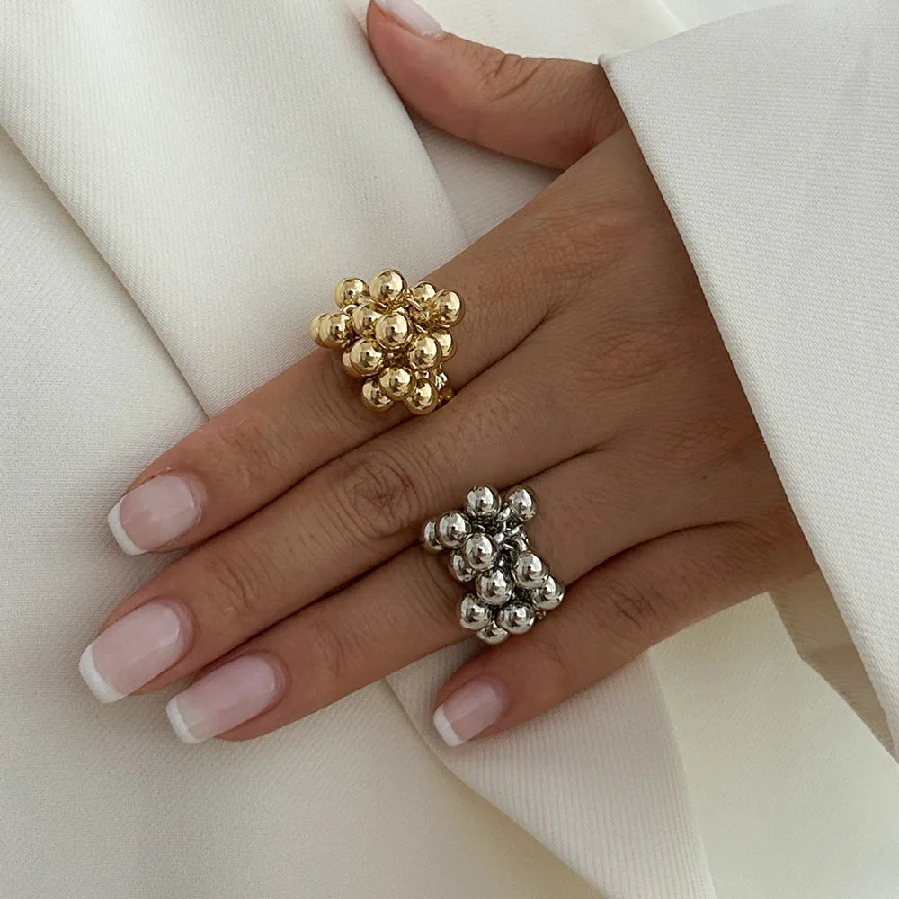 Simple Ccb Small Ball Ring for Women Men Punk Hip Hop Metal Open Finger Ring Female Jewelry Gift - Image 1