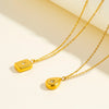 Briolette Square Pendant Necklace for Women Polished Stainless Steel Gold Plated Chain - Image 4