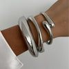 Chunky Geometric Spring Cuff Bangle in Gold-Tone or Silver-Tone - Image 13