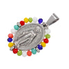 Virgin Mary Pendant Necklace with Colorful Beaded Stainless Steel Chain - Image 10