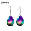 Northern Lights Tear drop Earring Aurora Borealis Fish hook Earrings Glass Cabochon Jewelry Handmade Items - Image 12