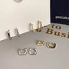 Geometric Square Hoop Earrings for Women Men Hollow Punk Silver Color Jewelry Gifts - Image 4