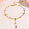 316L Stainless Steel Jewelry Beach Style Embed Zircon Beading Daisy Flower Tassel Charm Anklets Chain For Women - Image 5