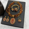 Vintage 4pcs Necklace Earring Ring Bracelet Crystal Stone Jewelry Sets for Women Amethyst Tigers Eye Statement Jewelrys - Image 3
