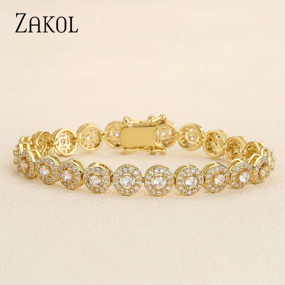 European And American Round Zircon Bracelet Bangles Unisex Punk Style Hip-hop Jewelry - Image 1
