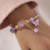 Purple Butterfly Charm Beaded Stretch Bracelet For Women Multi Color Crack Faceted Beads Round Charm Cute Girls Jewelry Gift - Image 1