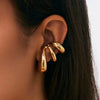 1pc Simple Metal Multilayer Hollow Ear Clips for Women Fake Piercing Water Drop Teardrop Cartilage Clip Earring Ear Cuff Jewelry - Image 8
