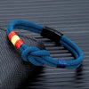 Men Women Spain Flag Double Strand Nautical Rope Bracelet Brushed Black Stainless Steel Magnet Buckle Accessories - Image 2
