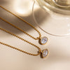 Oval Horse Eye Shape Zircon Pendant Necklace For Women Gold Plated Stainless Steel Necklace Jewelry Gift - Image 5