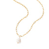 Y-Shaped Stainless Steel Necklace Gold Color Jewelry Rectangle Link Chain Choker Freshwater Pearl Pendant Necklace - Image 6