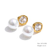 Imitation Pearls Drop Stainless Steel Golden Korean Hoop Earrings Charms Jewelry Gift - Image 34