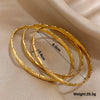 Three-Piece Diagonal-Pattern Stainless Steel Bangle Set in Gold-Tone or Silver-Tone - Image 6