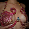 Rave Pink Crystal Chest Bracket Sexy Top Accessories for Women Nightclub Outfit Bikinis Rhinestone Bra Chain Dress Jewelry