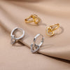 Hollow Heart Earrings for Women Stainless Steel Dangle Drop Earrings Cubic Zirconia Wedding Couple Ear Jewelry - Image 4