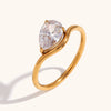 La. Muses Sparkling Water Drop Shaped Cubic Zirconia Stainless Steel Women's Ring Gold Plated Jewelry Gift - Image 7