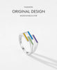 MODIAN New Design Pure 925 Sterling Silver Rainbow Color Enamel Strip Finger Ring Simple Geometric Ring For Women Fine Jewelry