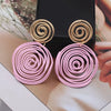 European Oval Hanging Earrings Punk Coiled Metal Women's Earrings Colorful Long Dangle Earrings Big Round Earrings - Image 5