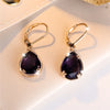 Charm Female Purple Water Drop Zircon Stone Hoop Earrings Gold Color Simple Wedding Jewelry For Women - Image 5